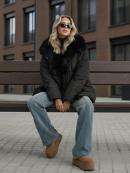 Γυναικείο μπουφάν μαύρο OZONEE JS/16M9185/392