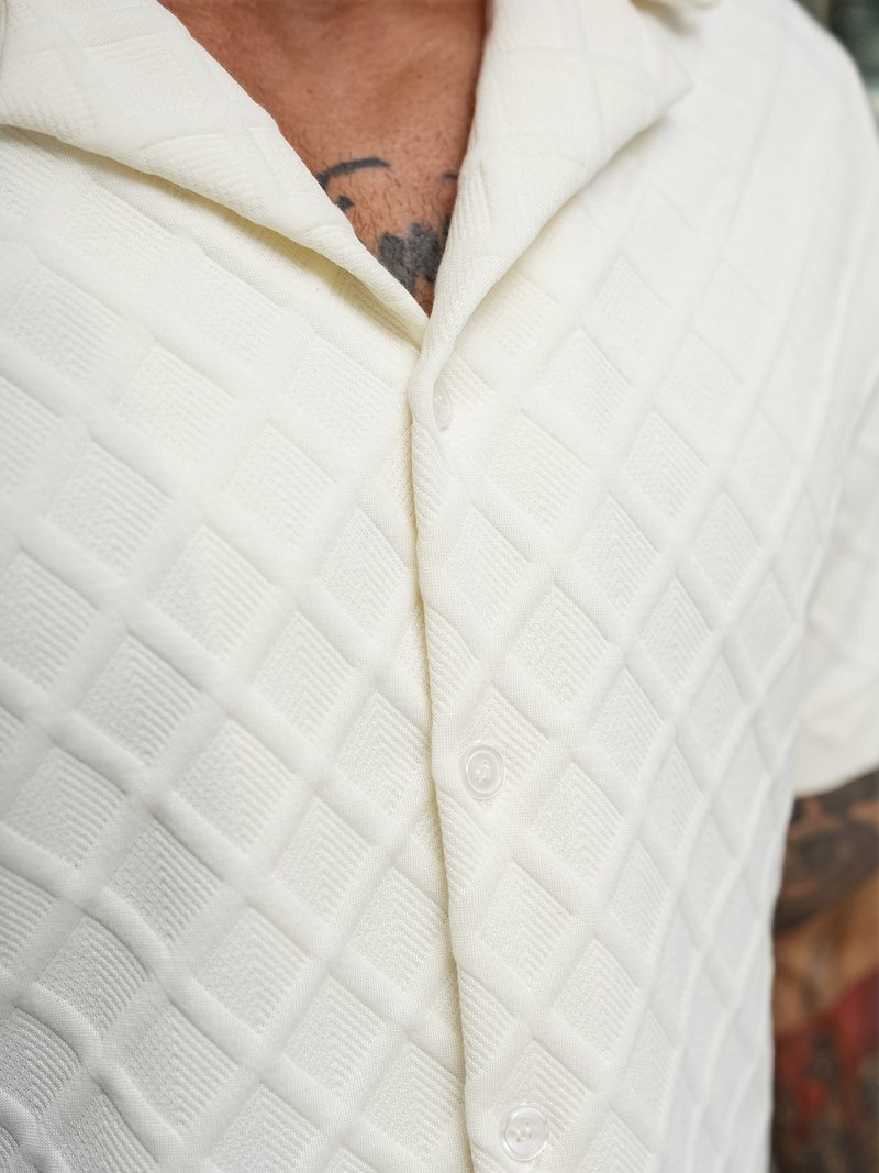 Ανδρικό πουκάμισο με κοντό μανίκι eκρού OZONEE O/B2257