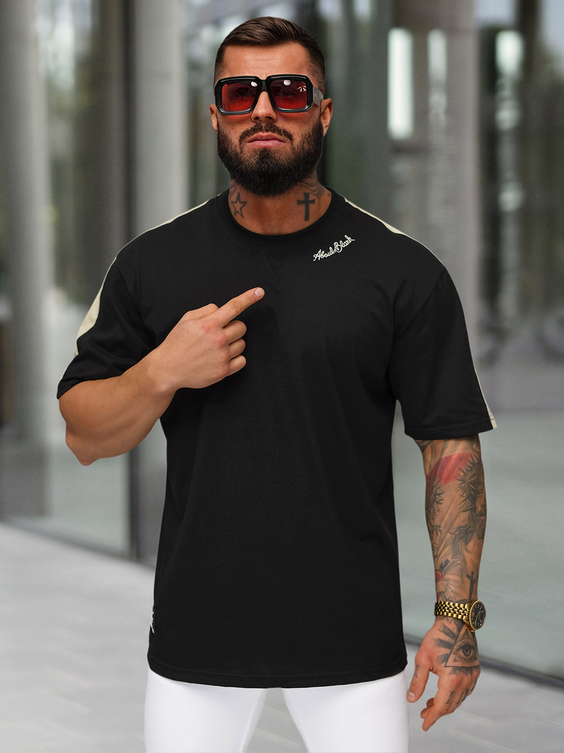 Ανδρικό μπλουζάκι μαύρο OZONEE O/QQ1195