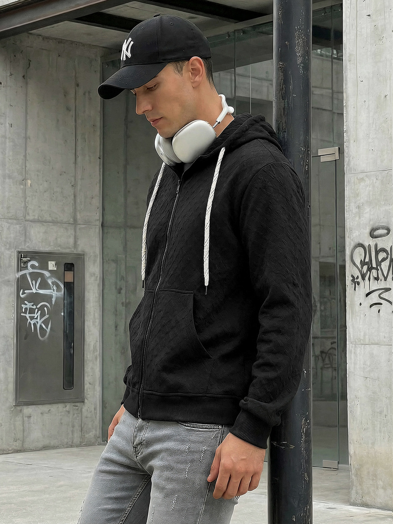 Ανδρικό Φούτερ με Κουκούλα μαύρο OZONEE O/G3066