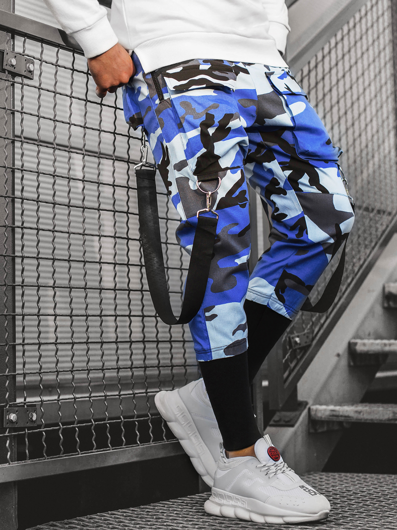 Ανδρικό παντελόνι chino jogger μπλε-μαύρο OZONEE G/11133