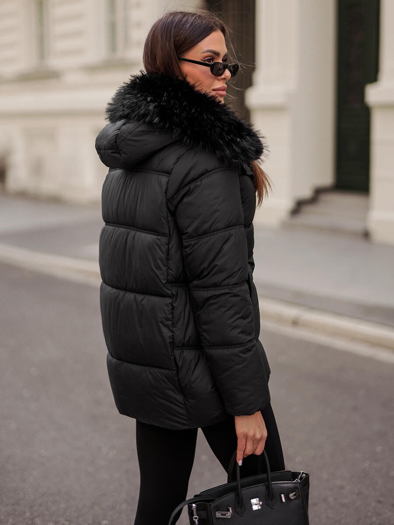 Γυναικείο χειμερινό μπουφάν μαύρο OZONEE JS/5M3256/392