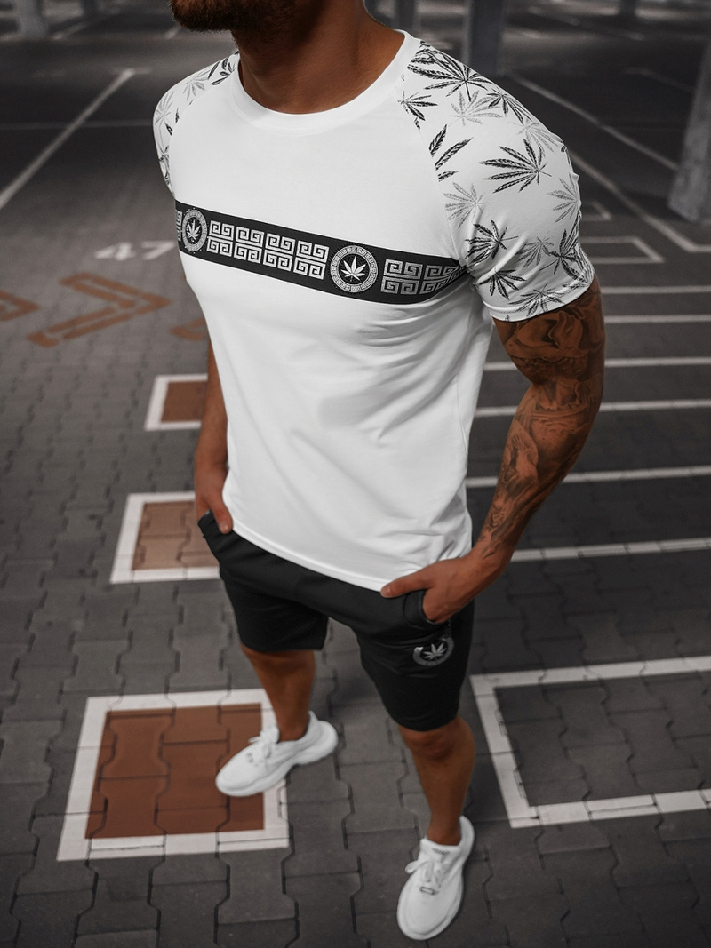 Ανδρικό σετ φόρμας ασπρό-μαύρο OZONEE O/HM760