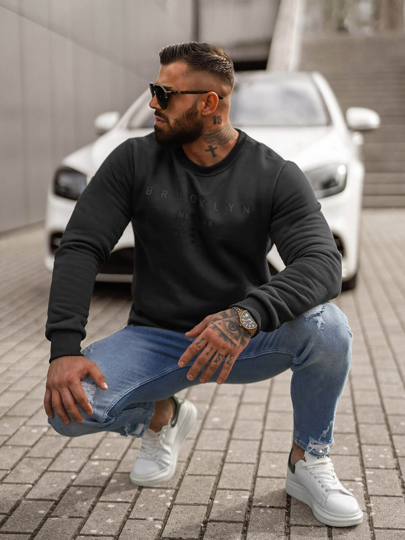 Ανδρικό Φούτερ μαύρο OZONEE JS/8B1360/3