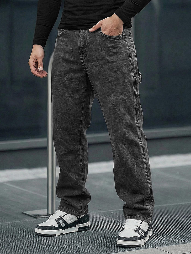 Ανδρικό τζιν παντελόνι γραφίτη OZONEE O/KK2828/5Z