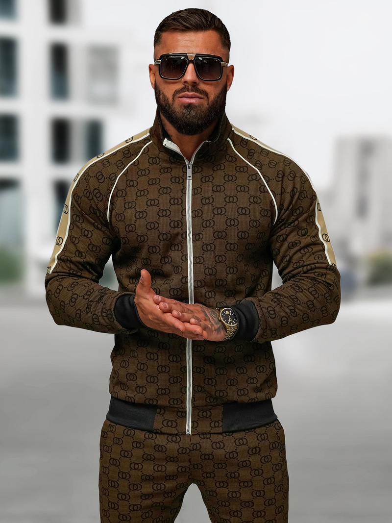 Ανδρικό σετ φόρμας σκούρο-μπεζ OZONEE O/FF5110AB