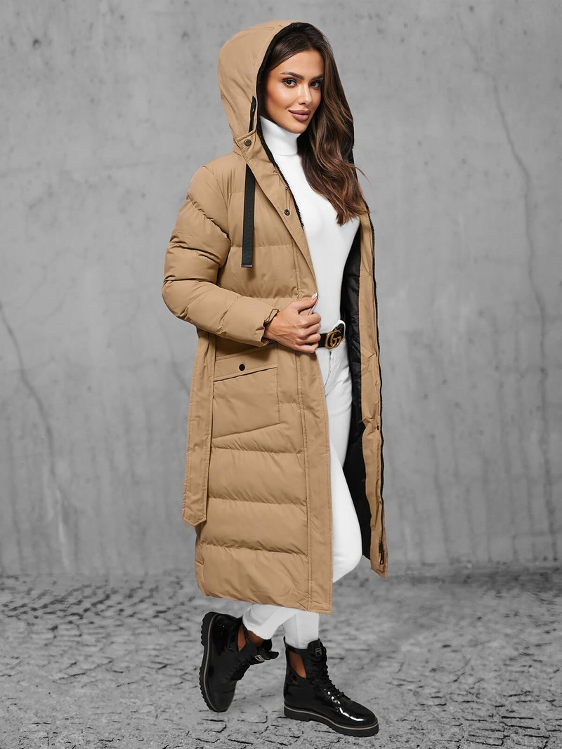 Γυναικείο μπουφάν kαμήλα OZONEE JS/5M3178/84