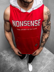 Ανδρικό μπλουζάκι με κουκούλα Κόκκινο OZONEE MAD/2882Z