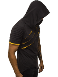 Ανδρικό μπλουζάκι με κουκούλα μαύρο-κίτρινο OZONEE O/1187XZ