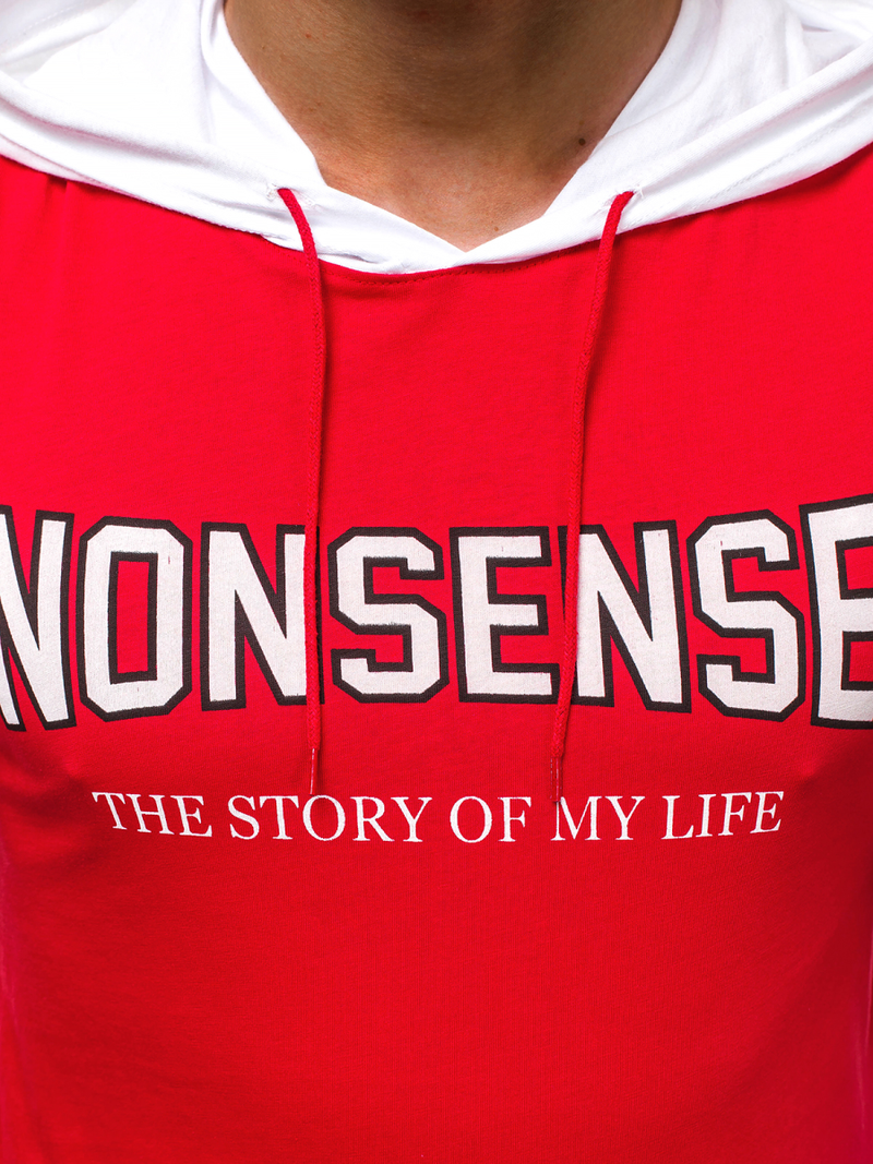 Ανδρικό μπλουζάκι με κουκούλα Κόκκινο OZONEE MAD/2882Z