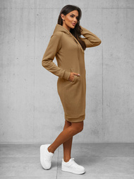 Γυναικείο φούτερ με κουκούλα σκούρο μπεζ OZONEE JS/YS10005/91Z