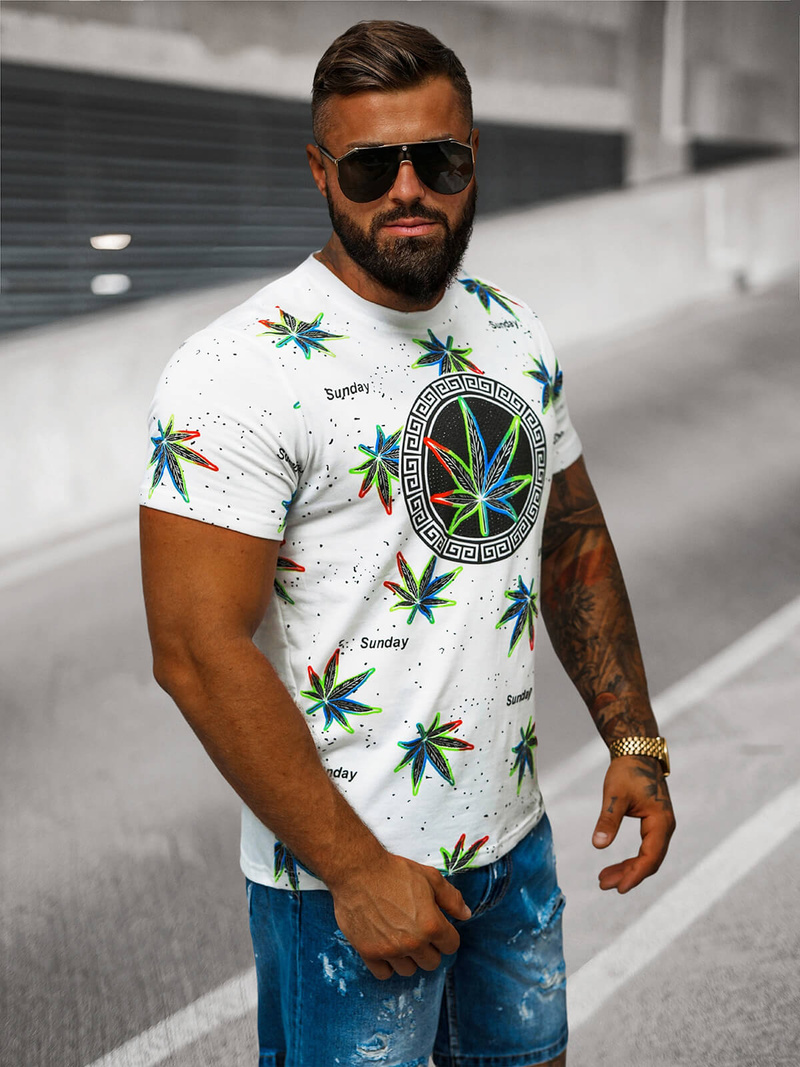 Ανδρικό μπλουζάκι λευκό OZONEE O/T136/1