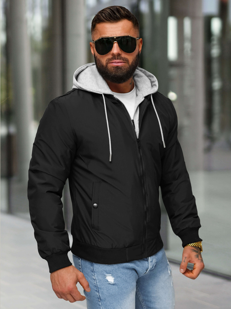 Ανδρικό μπουφάν μαύρο OZONEE JS/84M3031/392