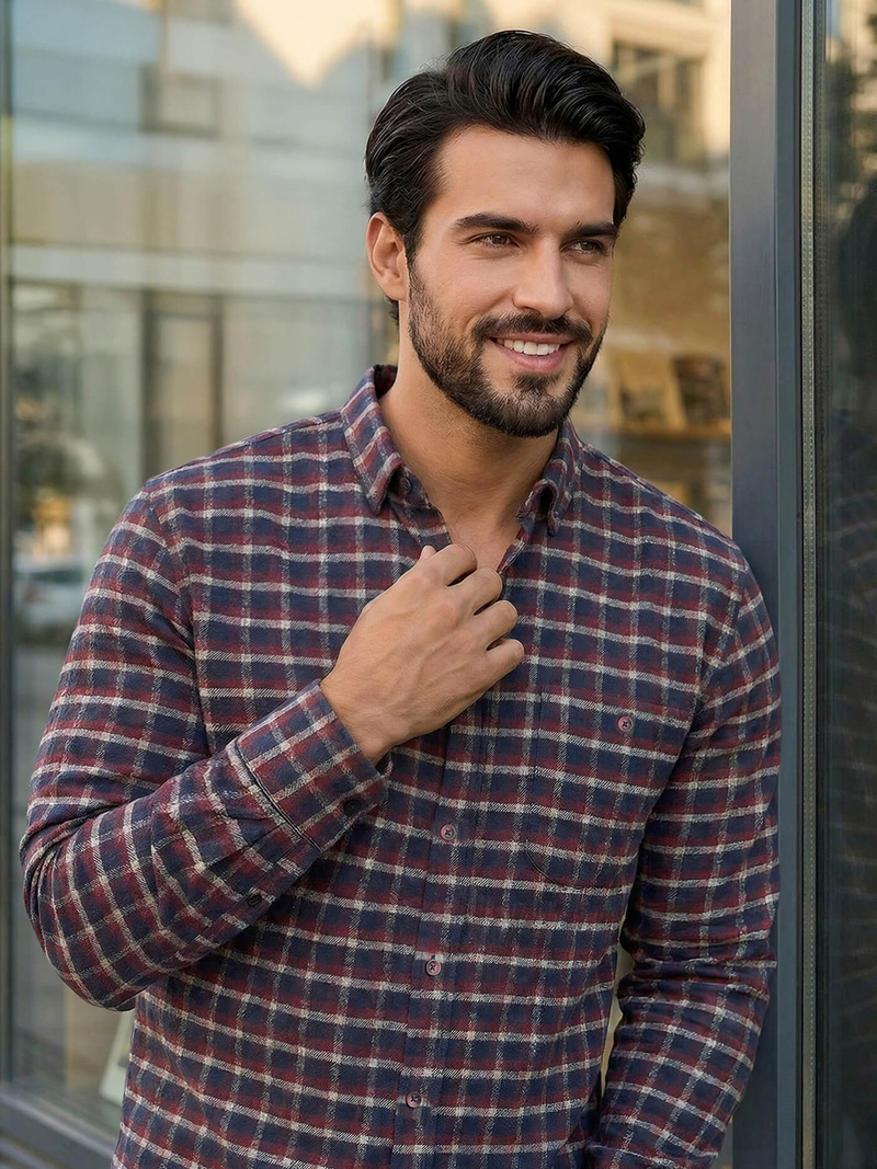 Ανδρικό πουκάμισο μπορντό OZONEE V/V176Z