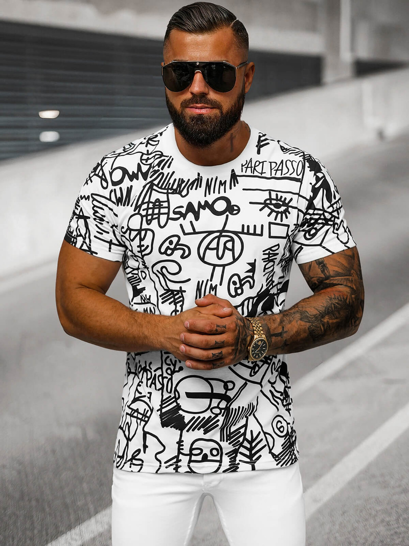 Ανδρικό μπλουζάκι λευκό OZONEE O/T1269/1