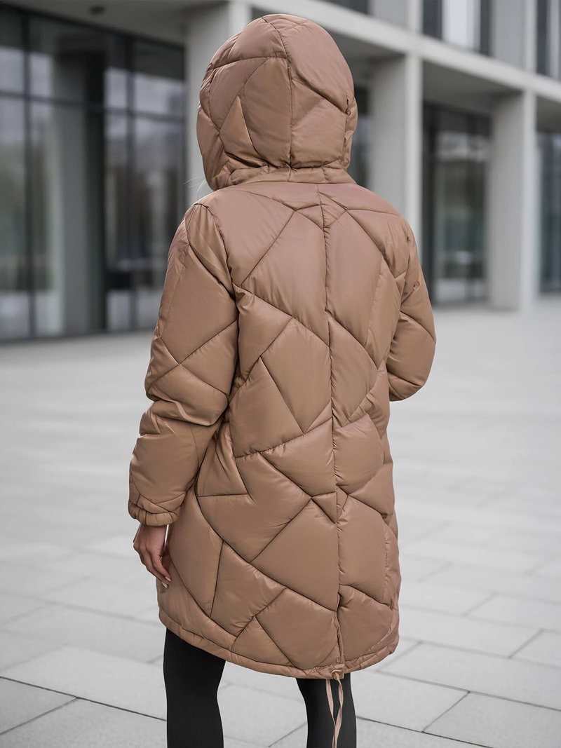 Γυναικείο μπουφάν kαμήλα OZONEE JS/5M3189/84Z