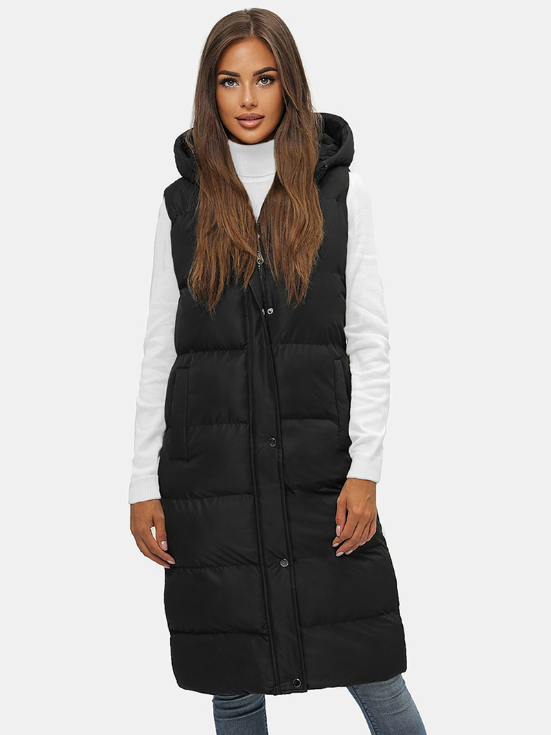 Γυναικείο αμάνικο μπουφάν μαύρο OZONEE JS/M728/392