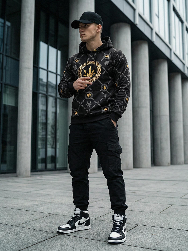 Ανδρικό Φούτερ με kουκούλα μαύρο OZONEE O/B267Z