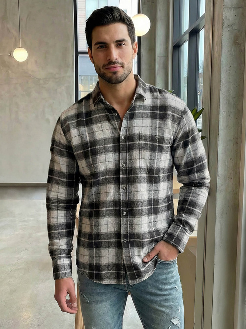 Ανδρικό πουκάμισο Γκρί OZONEE V/V172Z