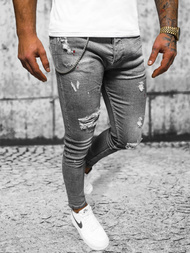 Ανδρικό τζιν παντελόνι Γραφίτης OZONEE O/MB459