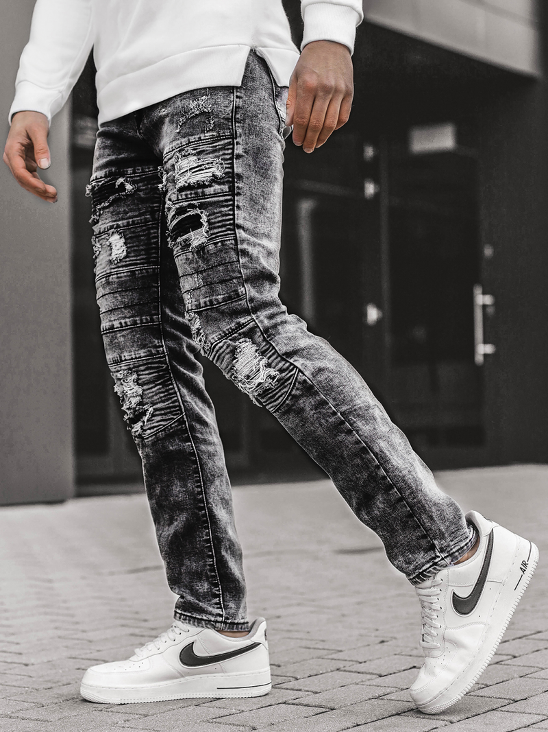 Ανδρικό τζιν παντελόνι γραφίτη OZONEE V/19194