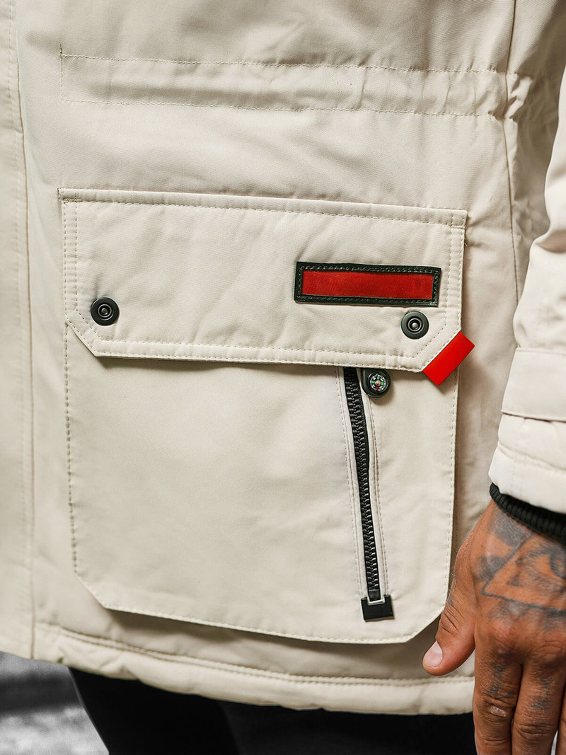 Ανδρικό χειμερινό μπουφάν μπεζ OZONEE JS/5M791/62