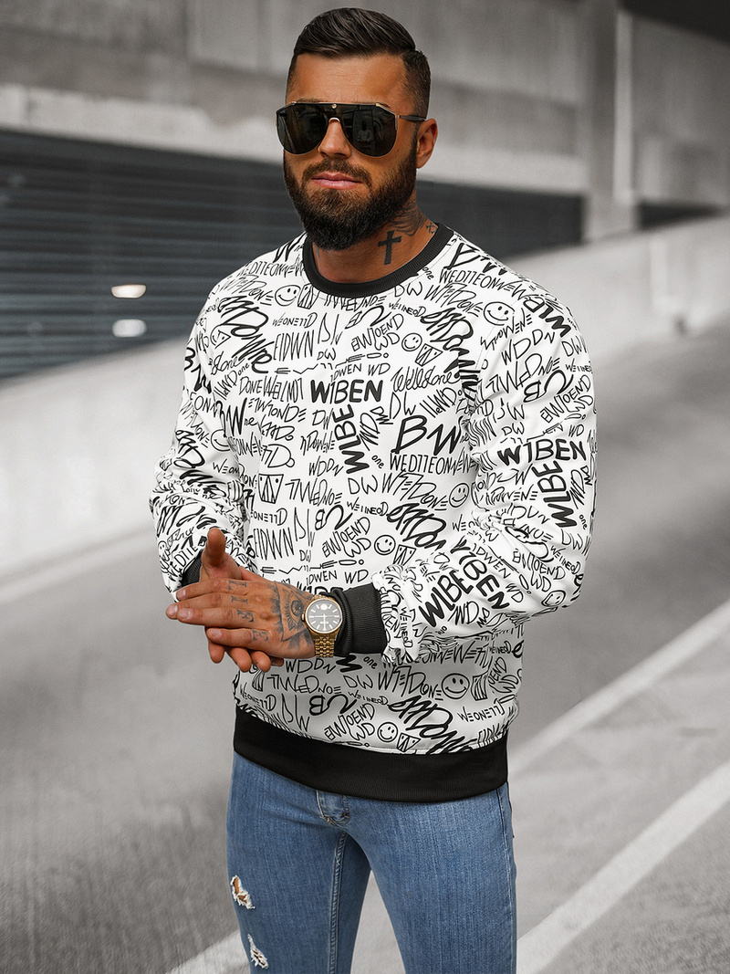 Ανδρικό Φούτερ λευκό OZONEE JS/8B1218/1