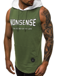 Ανδρικό μπλουζάκι με κουκούλα πράσινο OZONEE MAD/2882Z