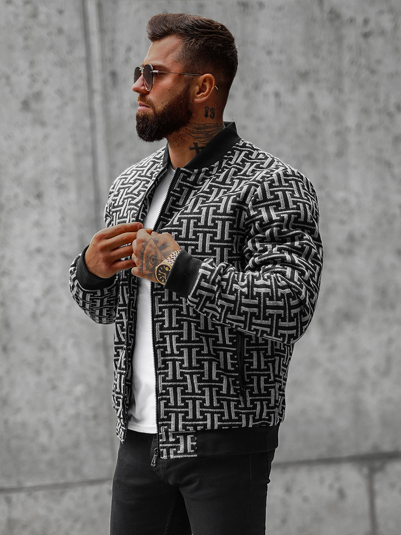 Ανδρικό μπουφάν mαύρο και γκρι OZONEE O/3A55