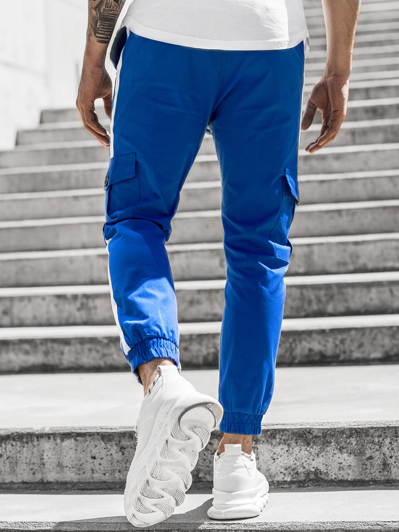 Ανδρικό παντελόνι chino jogger μπλε OZONEE DJ/5580