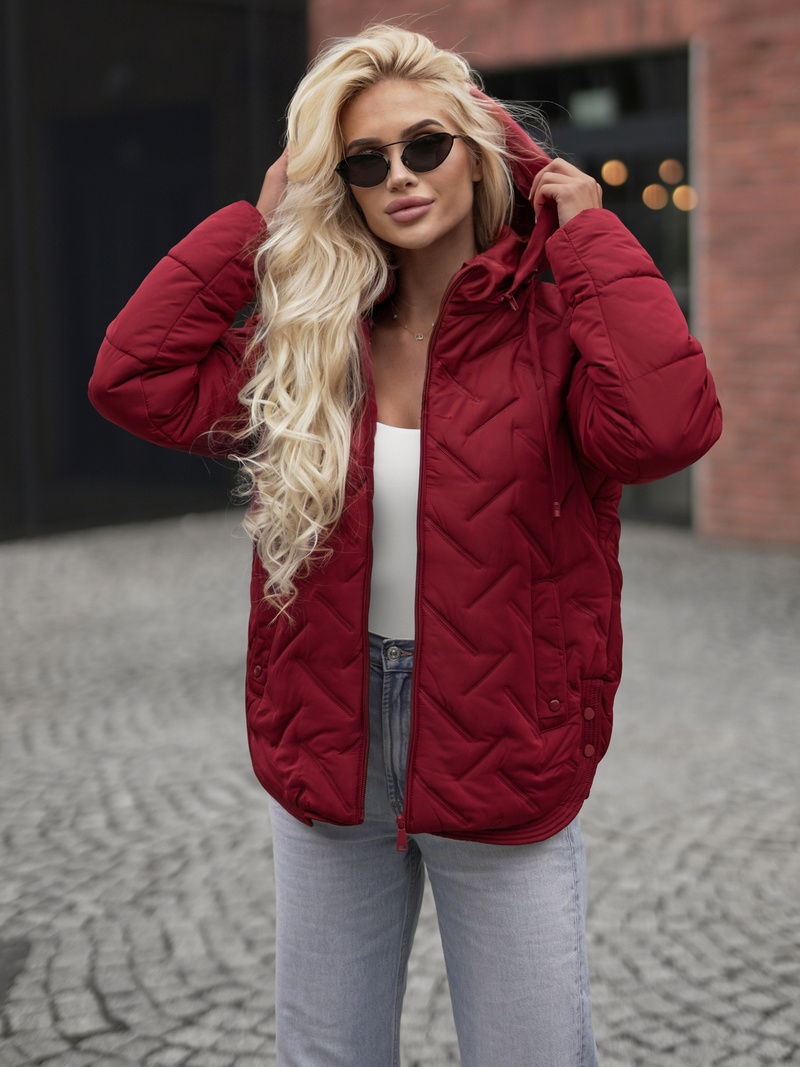 Γυναικείο μπουφάν bουργουνδία OZONEE JS/16M9300/06Z