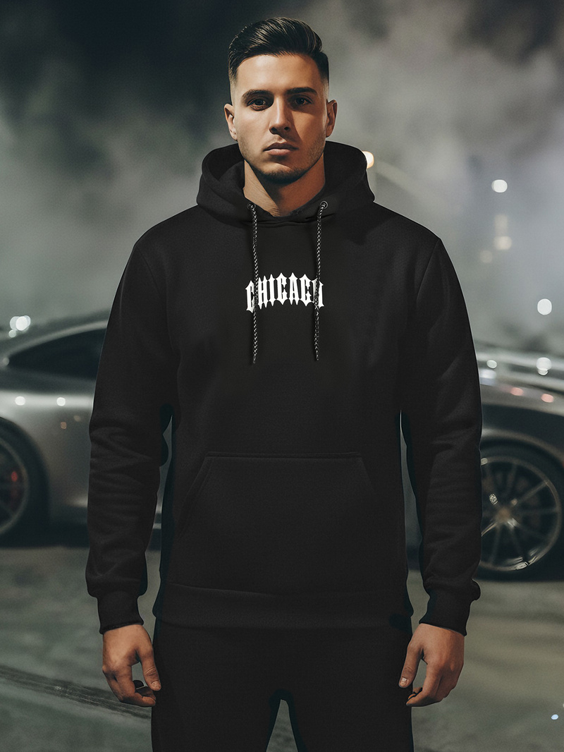 Ανδρικό Φούτερ με Κουκούλα μαύρο OZONEE JS/21B1903/3