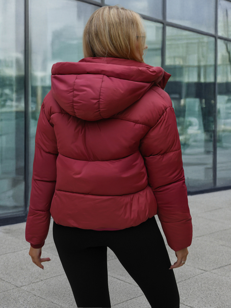 Γυναικείο μπουφάν μπορντό OZONEE JS/16M9188/06Z