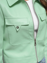 Γυναικείο δερμάτινο μπουφάν mέντα OZONEE O/G117