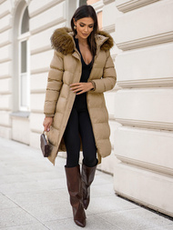 Γυναικείο μπουφάν μπεζ OZONEE JS/5M3298/84