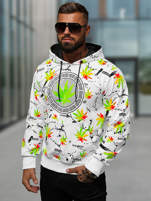 Ανδρικό Φούτερ με Κουκούλα λευκό OZONEE O/HM650Z