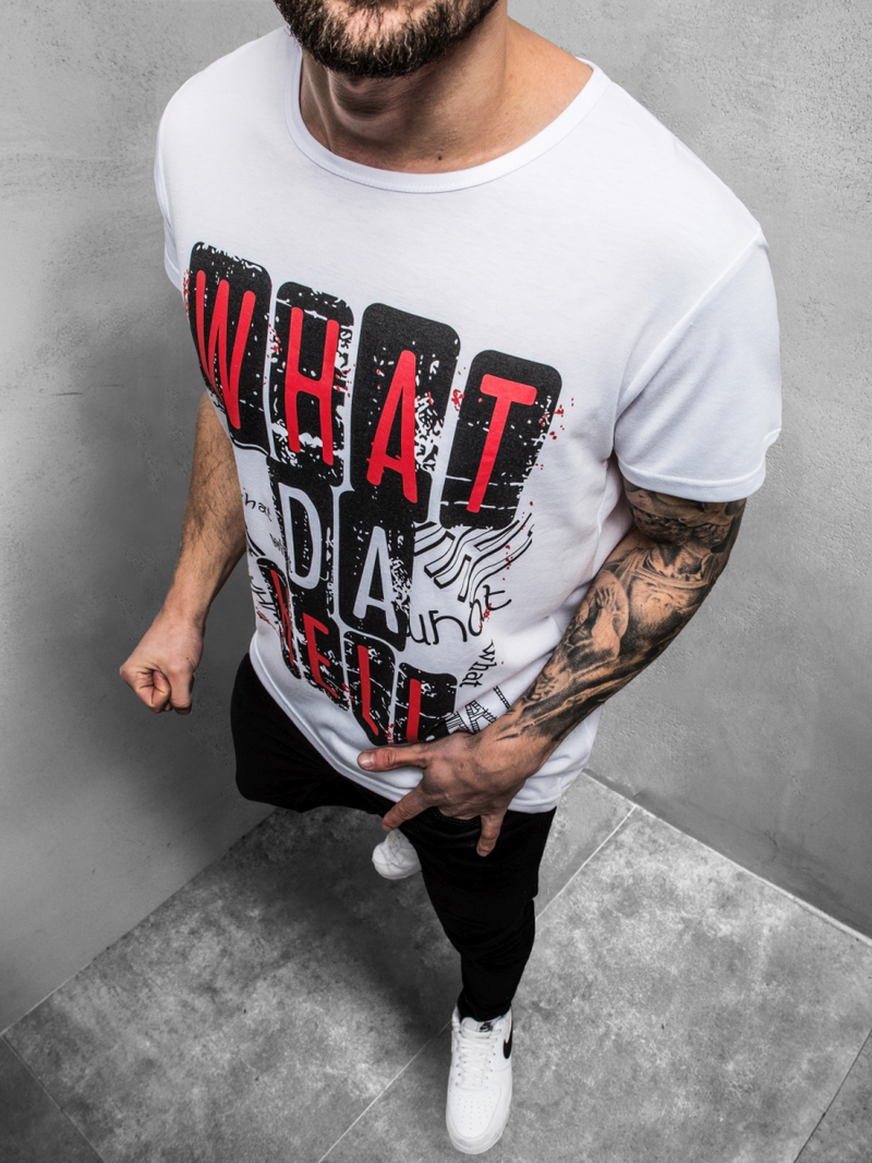 Ανδρικό μπλουζάκι λευκό OZONEE JS/KS1996Z