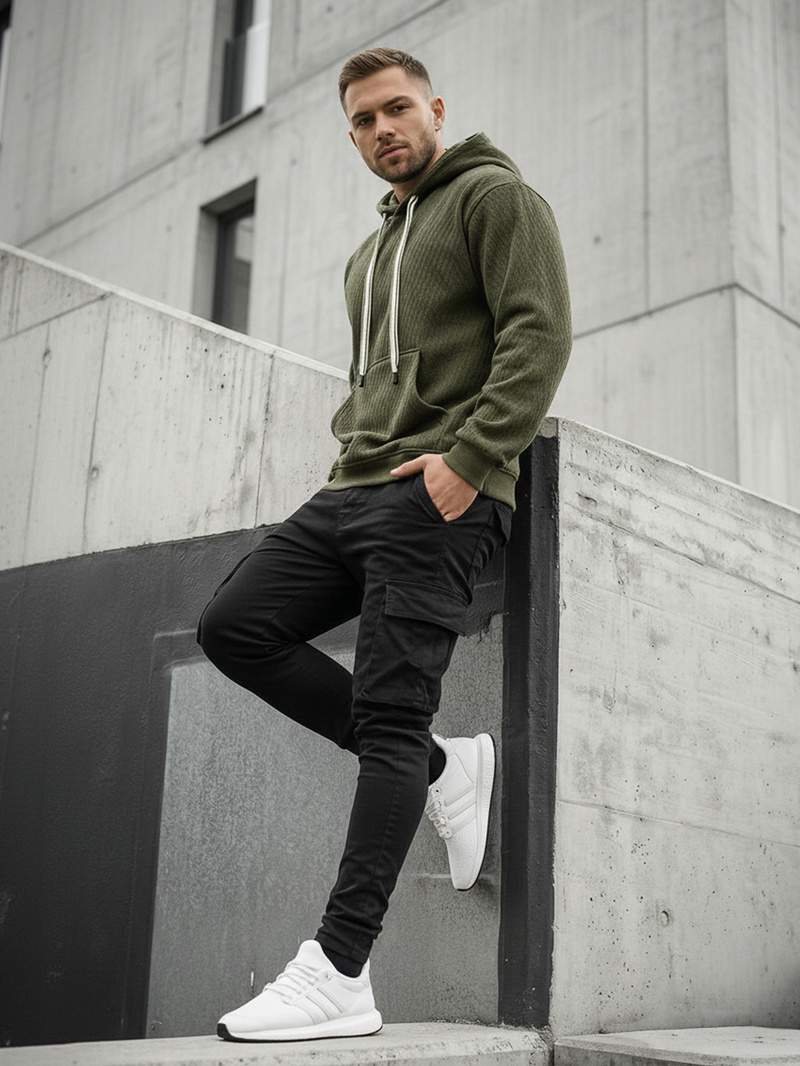 Ανδρικό Φούτερ με Κουκούλα xακί OZONEE O/G3065