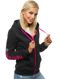 Γυναικείο φούτερ με κουκούλα μαύρο OZONEE JS/KSW3019