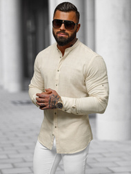 Ανδρικό πουκάμισο μπεζ OZONEE O/V88