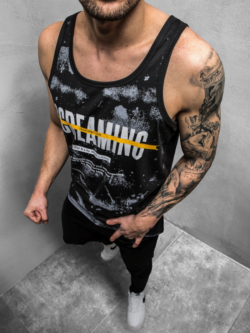 Ανδρικό αμάνικο μπλουζάκι μαύρο OZONEE JS/SS11053Z