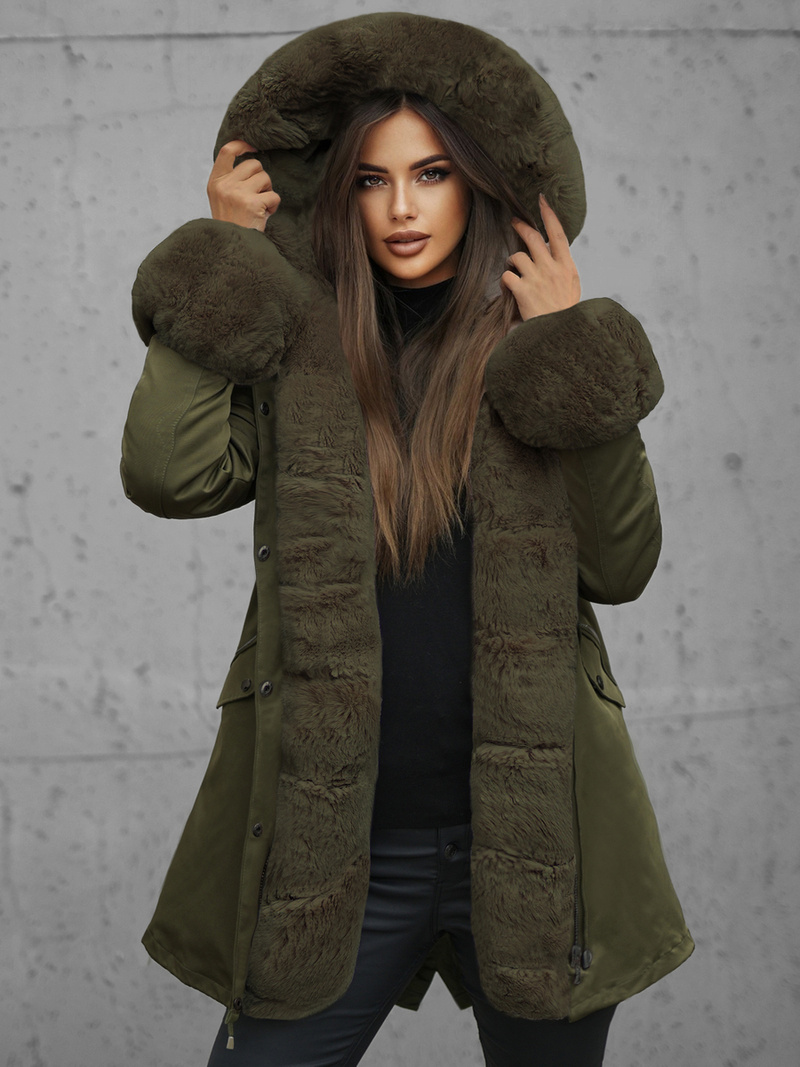 Γυναικείο χειμερινό μπουφάν Πράσινος OZONEE JS/16M9062/136