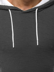 Ανδρικό φούτερ με κουκούλα γραφίτη OZONEE O/1252Z