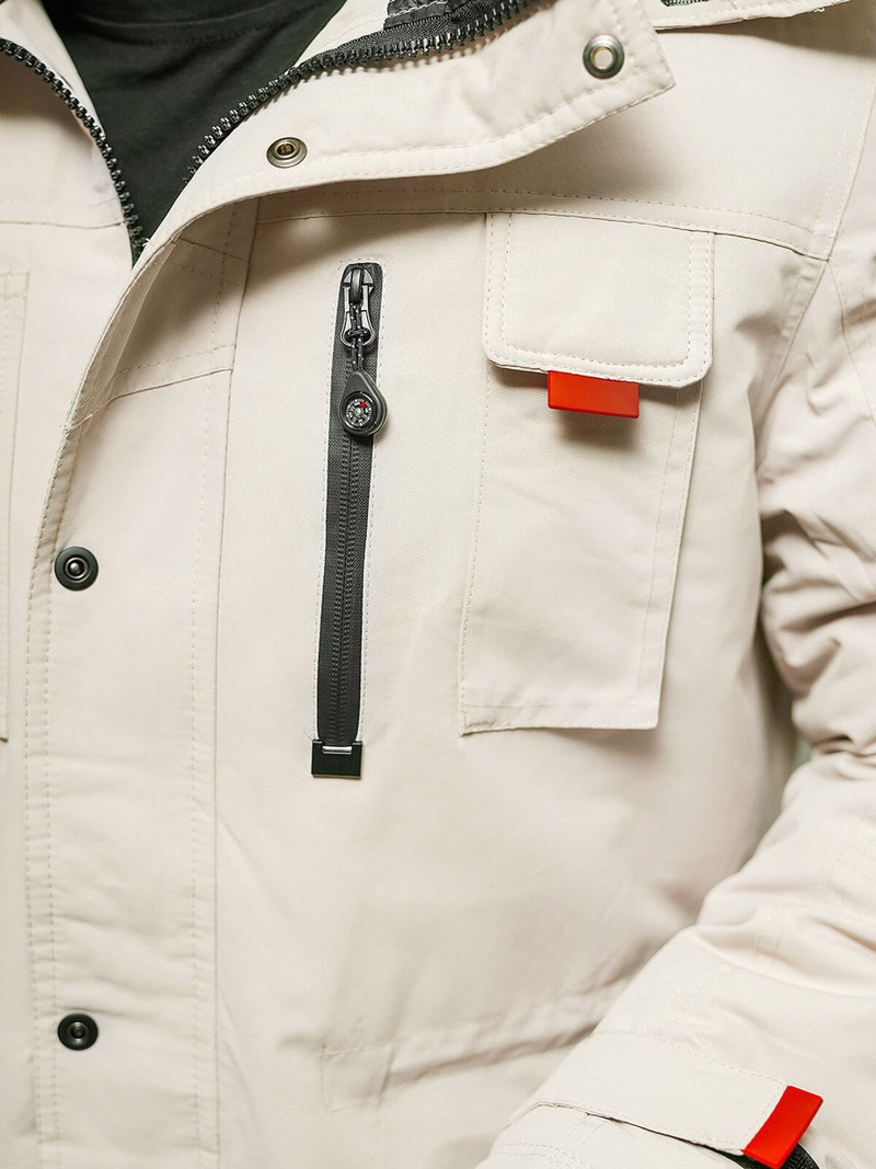 Ανδρικό χειμερινό μπουφάν μπεζ OZONEE JS/5M791/62