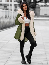 Γυναικείο χειμερινό μπουφάν Πράσινος OZONEE JS/M763/136Z