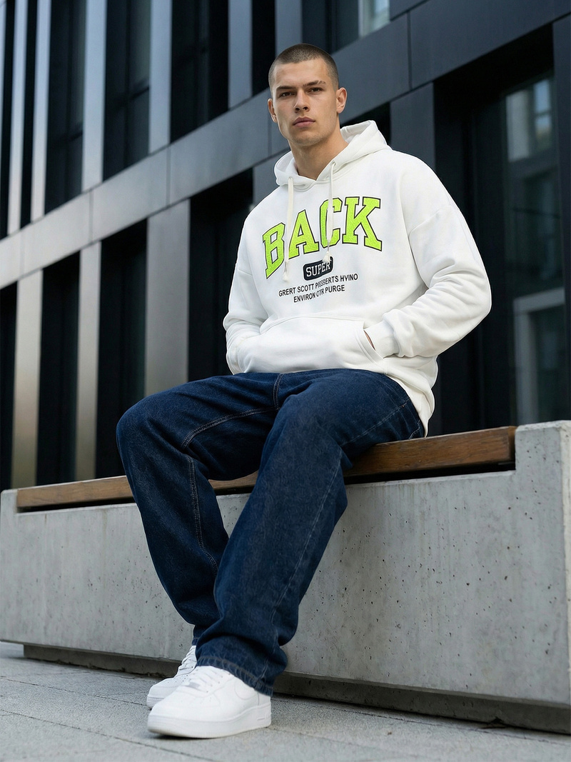 Ανδρικό Φούτερ με Κουκούλα λευκό OZONEE O/TT30513Z