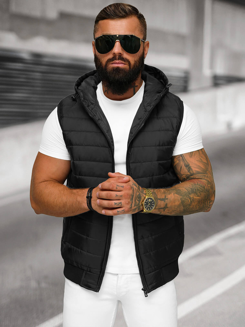 Ανδρικό αμάνικο μπουφάν μαύρο OZONEE JS/MY88Z