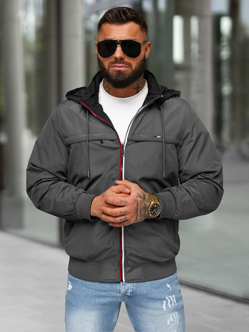Ανδρικό αναστρέψιμο μπουφάν Γκρί OZONEE JS/16M9207/92