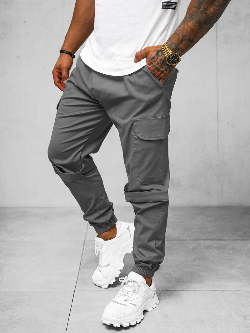 Ανδρικό παντελόνι chino jogger Γκρί OZONEE O/G3014Z