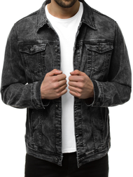 Ανδρικό τζιν μπουφάν μαύρο OZONEE V/19320